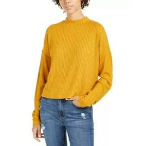 It's Our Time Junior's Mock Neck Rib Knit Top Color Golden Size XL X-Large $29